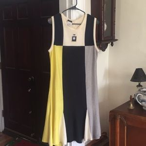 Chanel  Dress  Size44 Cream Black Yellow Grey